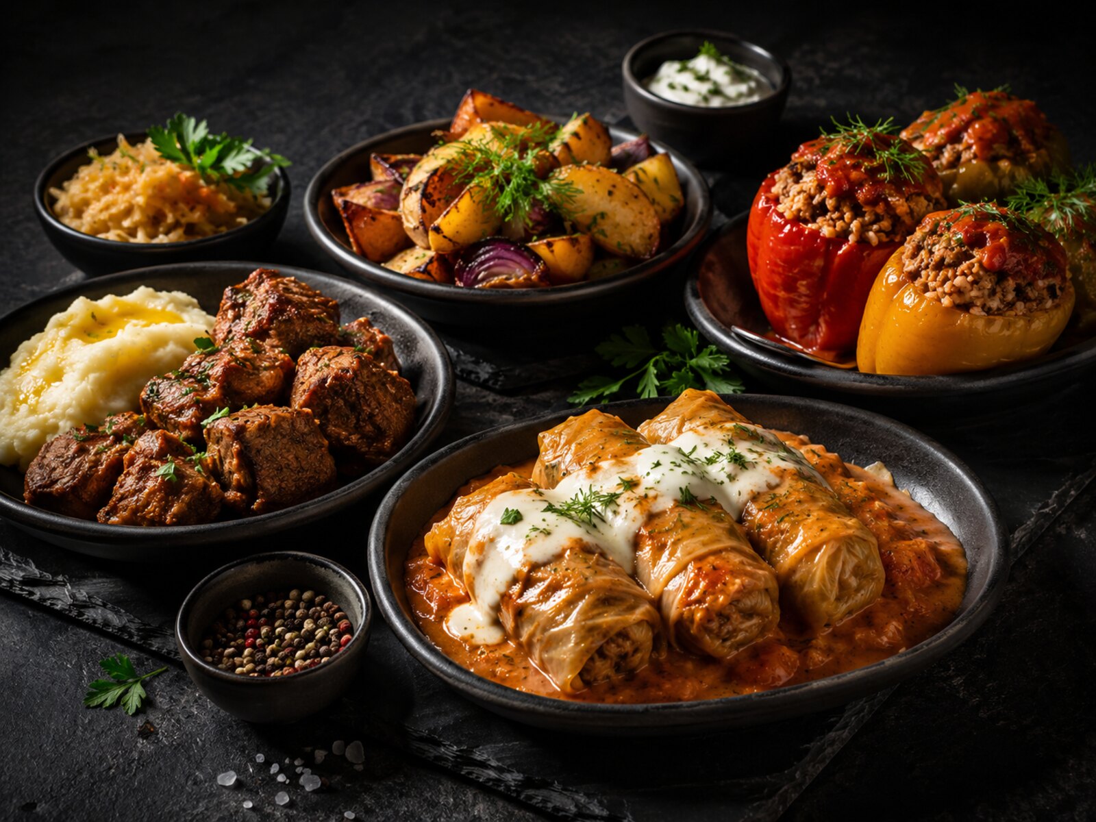 Горячие блюда Mealoff — голубцы, тефтели, фаршированные перцы и жареная картошка